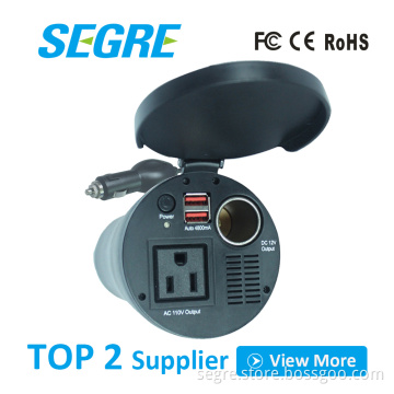 Smart cup shaped modified sine wave car power inverter 150w 12v to 110v U.S. socket with Dual USB 4.8A AUTO